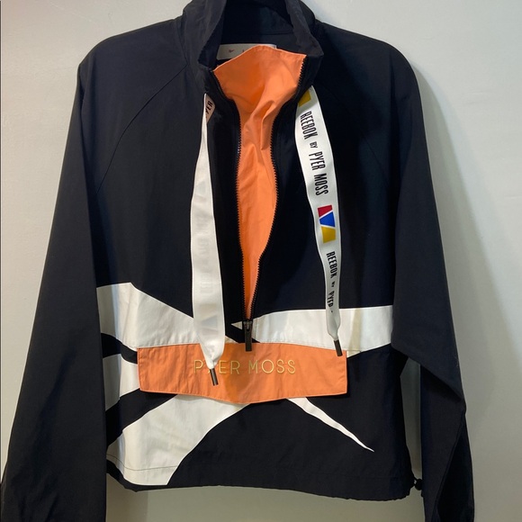 Reebok Pyer Moss Black Orange and White Windbreaker Jacket.New With Tags. Size-M - Picture 4 of 14